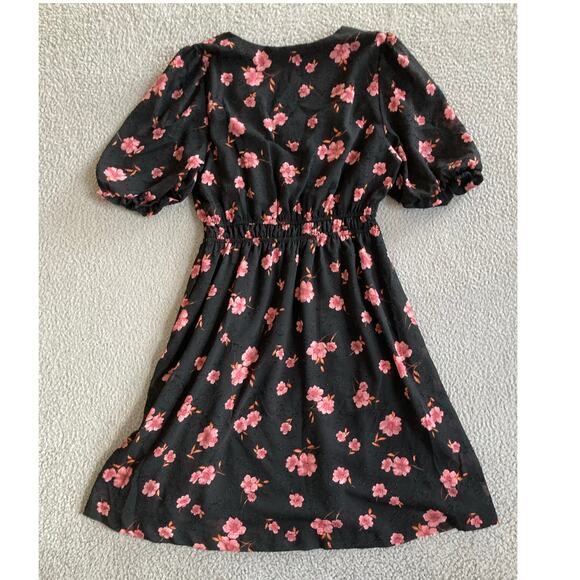 Draper James Mini Dress Small Floral Puff Sleeve Fit Flare Floral Pink Classic - Picture 6 of 15